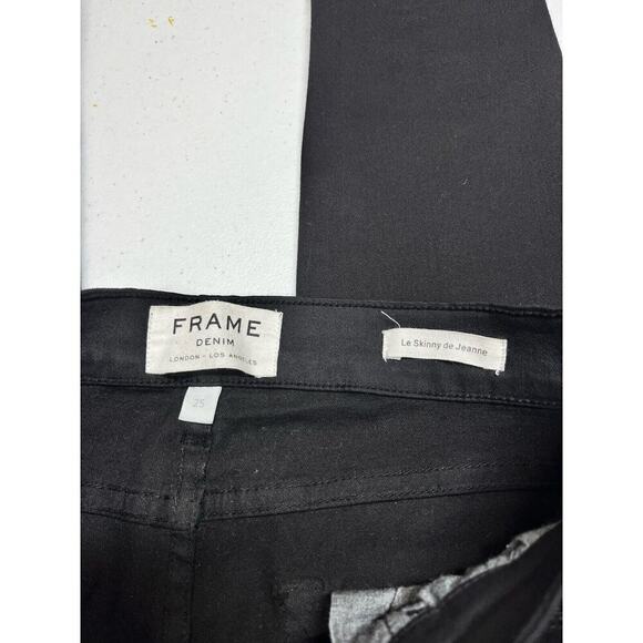 Frame Denim Le Skinny De Jeanne Distressed High Rise Black Jean Size 25 - Picture 3 of 8